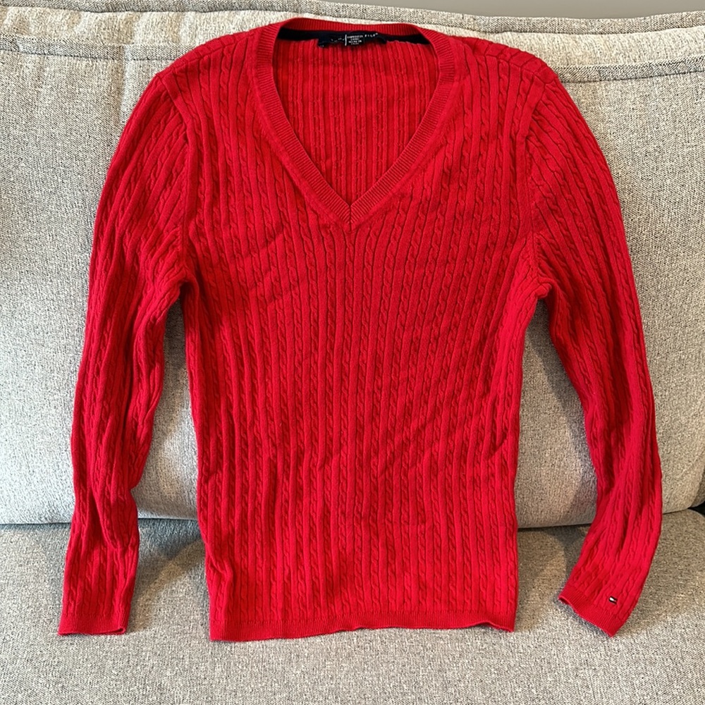 Tommy Hilfiger V-Neck Red Sweater M - K8